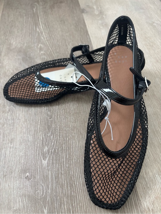 a new day Shoes - a new day Black Mesh Mary Jane Flats with Patent Strap